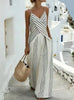 Women's Striped V-Neck Sleeveless Two-Piece Set by FitiqueFit