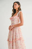 Floral Printed Shoulder Strap Midi Dress For Women – Floral Midi Dress, Shoulder Strap Dress, Ruffled Midi Dress, Feminine Floral Dress, Elegant Occasion Dress by Stevvex