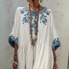 Women's Printed Batwing Sleeve Midi Dress – Loose Fit Linen Blend by FitiqueFit