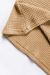 Mist Green Petal Sleeve Waffle Knit V Neck T-Shirt