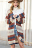 Dark Blue Color Block Striped Cut Out Knit Cardigan by Wild and Free Boutique