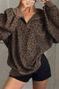 Brown Leopard Print Quarter Zip Corduroy Sweatshirt by Wild and Free Boutique