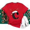 Red Loose T-Shirt Top With A Christmas Party Aesthetic by My Store