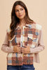 Women Brown Faux Fur Plaid Button-Up Jacket Soft Jacket For Girls Jacket With Closure by Stevvex