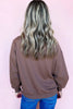 Dark Khaki Terry Bow Pattern Drop Shoulder Sweatshirt by Wild and Free Boutique
