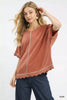 Umgee Linen Blend Scallop Trim Top by FitiqueFit