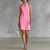 Women’s Sleeveless Button-Up Collar Shirt Dress by FitiqueFit