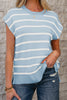 Parchment Side Slits Crewneck Short Sleeve Sweater Tee by Wild and Free Boutique