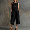 Women's Retro Sleeveless Wide-Leg Cropped Jumpsuit by FitiqueFit