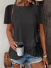 Women’s Casual Solid Color Short Sleeve Crew Neck Top by FitiqueFit