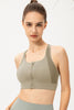 Zip-Up Round Neck Sports Bra