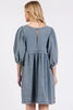 Washed Round Neck Puff Sleeve Denim Dress – Casual, Vintage-Inspired, Comfortable & Chic, Effortlessly Stylish, Classic Denim Dress by Stevvex
