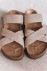 Beige Woven Cross Criss Hollowed Slip-On Slippers
