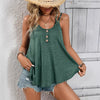 Women's Solid Color Round Neck Sleeveless Casual Button-up Top by My Store