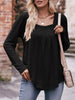 Pleated Square Neck Long Sleeve T-Shirt by Simply Love