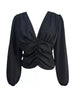 V-Neck Ruched Long Sleeve Blouse by Wild and Free Boutique