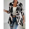 Women's Abstract Print Blazer Button Long Sleeve Work Jacket by FitiqueFit