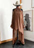 High Neck Asymmetric Maxi Chiffon Dress – Loose Fit Long Sleeve by FitiqueFit