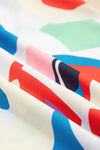Multicolor Abstract Print Ruffle Sleeve Smocked Blouse