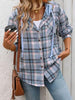 Plaid Buttoned Long Sleeve Hooded Jacket for Women – Cozy & Stylish Cotton-Blend Outerwear by Stevvex