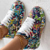 Round-Toe Thick-Sole Lace-Up Sneakers — Women’s Casual Print Shoes by FitiqueFit