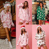 Women’s Satin Santa Claus Pajama Set | Christmas Print Two-Piece Loungewear by FitiqueFit