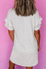 White Striped Round Neck Short Sleeve Mini Dress Casual & Playful Everyday Look Dress by Stevvex