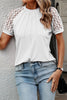 White Seamed Detail Contrast Lace Raglan Sleeve Tee by Wild and Free Boutique