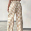 Checkerboard High-Waisted Wide-Leg Pants | 4 Colors S–XL by FitiqueFit
