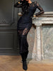 Black Lace Round Neck Long Sleeve Midi Dress Timeless & Elegant Design Women Dress by Stevvex