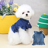 Pets Jeans Dress Apparel Dog Ruffles Vest Pet Harness Denim Dress Puppy Blue Jeans Clothes Cat Dogs Leash Hook Chest Back Dress by My Store