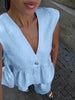 Women’s Cotton V-Neck Sleeveless Vest and Wide-Leg Pants Set by FitiqueFit