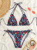 Sunset Bloom 2-Piece Triangle Bikini Set for Women – Vibrant Random Floral Print Halter Neck Swimsuit with Tie-Back Tie-Side Bottoms & High Cut Legs – Women's High-Stretch Swimwear for Summer Beach Escapes by Stevvex