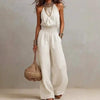 Women's Halter-Neck Backless Wide-Leg Jumpsuit – Solid Color Street Style by FitiqueFit