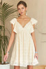 Tie Back V-Neck Ruffle Sleeve Summer Dress For Women – Elegant, Chic & Trendy V-Neck Fluttering Dress with Ruffles & Tie Detail by Stevvex