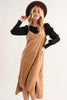 Faux Suede Cut Edge Slit Cami Midi Dress – Elegant Midi Dress, Faux Suede Dress, Chic Slit Dress, Sophisticated Dress, Versatile Cami Dress by Stevvex