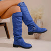 Pleated Flat-Bottom Western Cowboy Boots with Belt Buckle by FitiqueFit