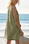 Lovelet Round Neck Sleeveless Romper with Pockets