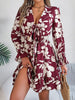 Feminine Lilac Ruffled Printed Long Sleeve Dress Summer Cute Midi Dress by Stevvex