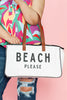 White BEACH PLEASE Print Large Canvas Tote Bag