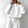 Women’s Solid Color 2-Piece Set – Long Sleeve Top & Pleated Pants Loungewear by FitiqueFit