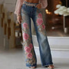 Womens Retro Printed Faux Denim Jeans by My Store