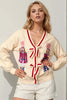 Nutcracker Sequin Bow Decor Cardigan by FitiqueFit
