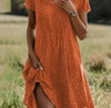 Ethnic Print Midi Dress – Scoop Neck Geometric Pattern Boho Dress by FitiqueFit