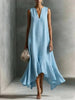 Women's Deep V-Neck Sleeveless Asymmetrical Maxi Dress – Patchwork by FitiqueFit