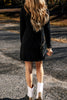 GOOD VIBES Round Neck Long Sleeve Dress