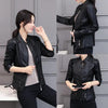 Korean-Style Slim Fit Motorcycle Leather Coat — Stand-Up Collar by FitiqueFit