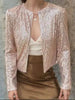 Elegant Women Full-Size Sequin Open Front Cropped Jacket With Glamorous Sparkle Luxury Women Party Jacket by Stevvex