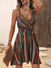 Women’s Deep V-Neck Striped Slip Dress by FitiqueFit