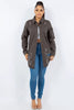 American Bazi Distressed Button Up Long Sleeve Jacket Trendy Buttoned Jacket with Distressed Finish for Women by Stevvex